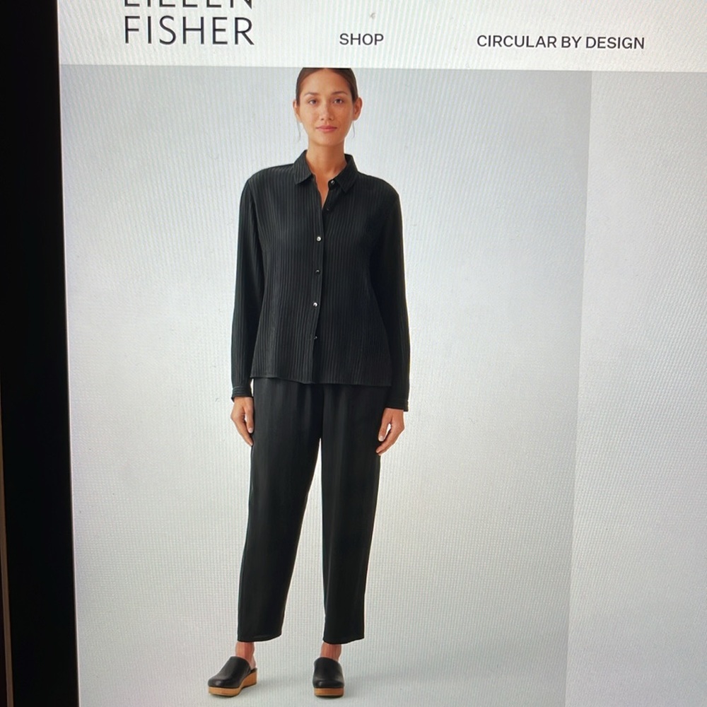 Like New Eileen Fisher Silk Georgette Crepe Tapered Pant - L